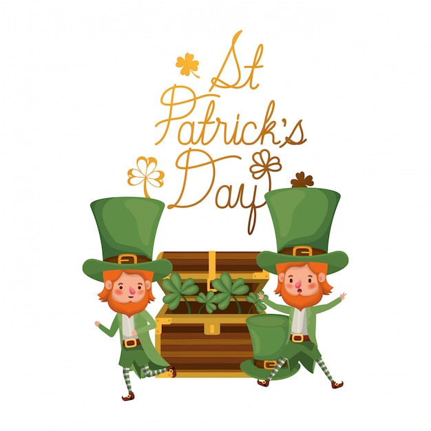 St. patricks day label mit leprechauns charakter