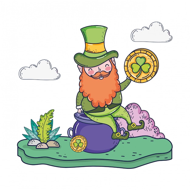 St. patricks day leprechaun mit schatzkessel