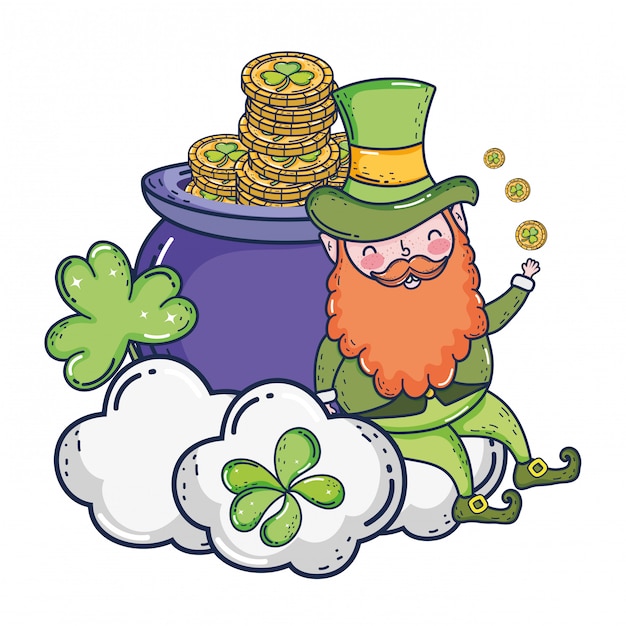 St. patricks day leprechaun mit schatzkessel