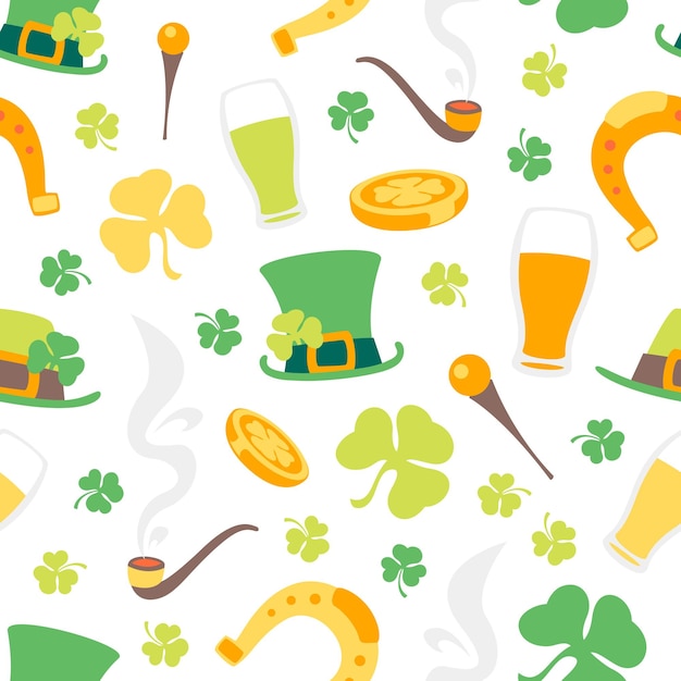 St. patricks day musterdesign bunte symbole