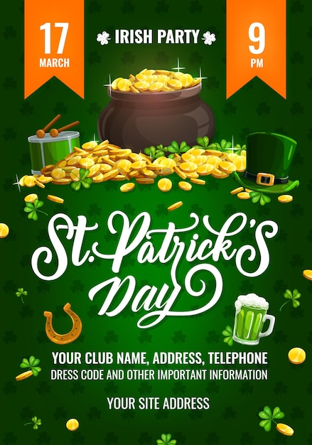 Vektor st. patricks day party-vektor-flyer-cartoon-poster