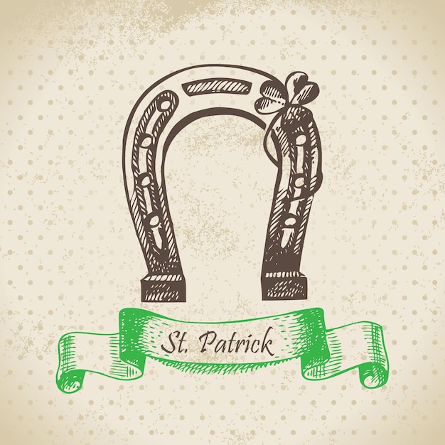 Vektor st. patricks day vintage hintergrund. handgezeichnete abbildung