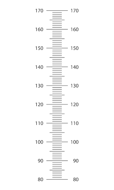 Stadiometer-skala von 80 bis 170 cm kinder-größentabelle vorlage für wandwachstumsaufkleber