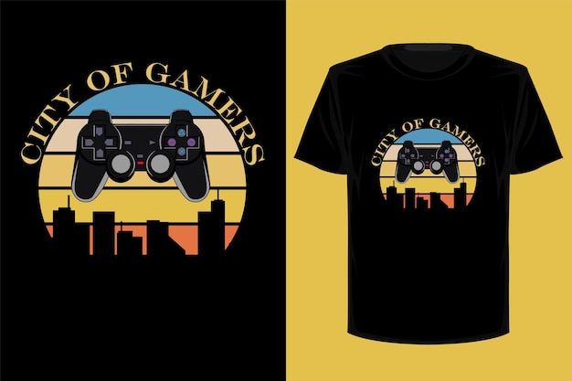 Stadt der gamer retro-vintage-t-shirt-design