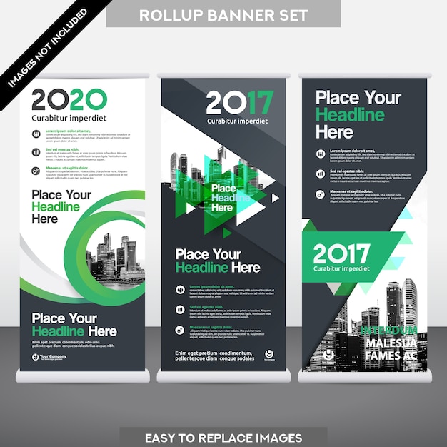 Stadt hintergrund business roll up ม flag banner design vorlage set.