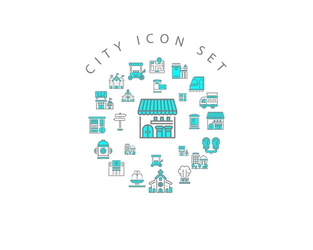 Stadt-icon-set-design