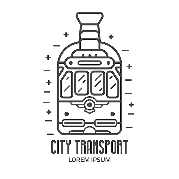 Stadt-Retro-Tram-Logo im Entwurfsdesign