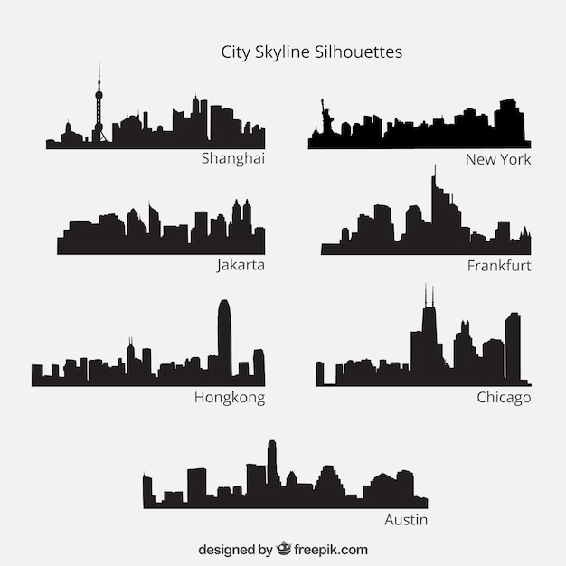 Stadt-skyline silhouetten packen