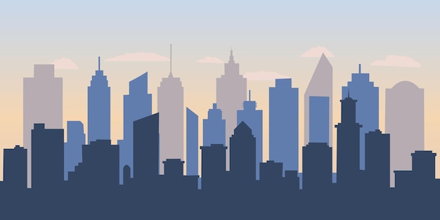 Stadtansicht Flacher Panoramahintergrund mit moderner Skyline der Stadt