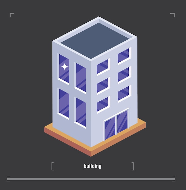 Stadtbild-Designelemente mit isometrischem Gebäude-Stadtplangenerator 3D-Flachsymbolsatz