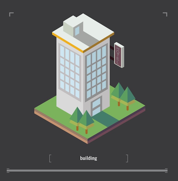 Stadtbild-Designelemente mit isometrischem Gebäude-Stadtplangenerator 3D-Flachsymbolsatz