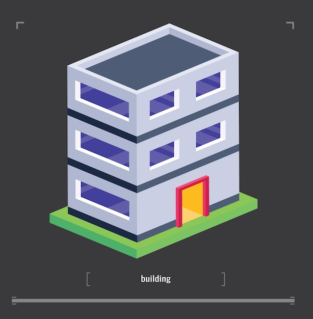 Stadtbild-Designelemente mit isometrischem Gebäude-Stadtplangenerator 3D-Flachsymbolsatz