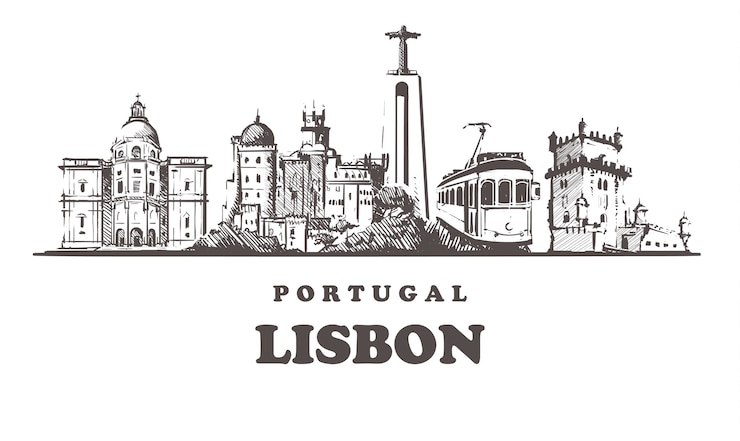 Vektor stadtbild von lissabon, portugal
