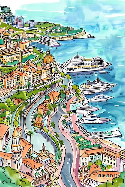 Vektor stadtkarte top berühmte reisekarte im sketchnote-stil