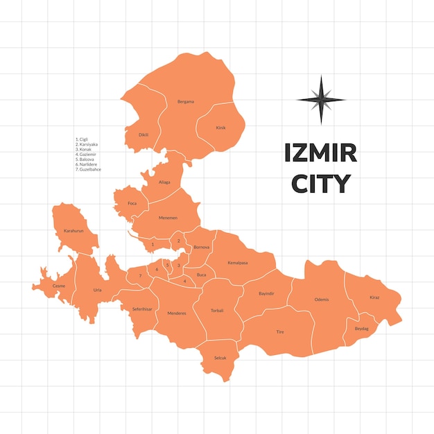 Stadtkarte von izmir karte der stadt in der türkei