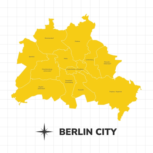 Vektor stadtkarten-illustration von berlin karte der stadt in deutschland