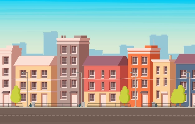 Stadtlandschaft. Fassaden Gebäude. Vektor-Illustration