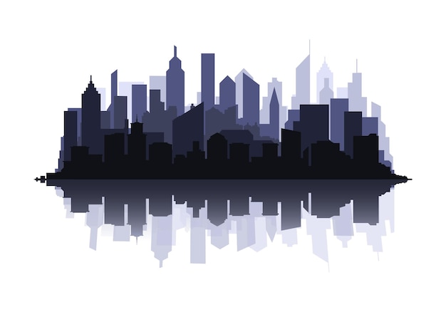 Stadtlandschaft Grau isolierte Silhouette der Stadt Stadtlandschaft mit Wolkenkratzern