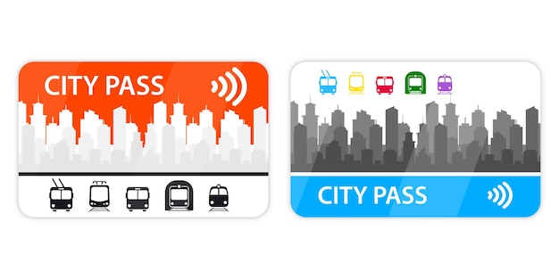 Stadtpass. straßenbahn, trolley, u-bahn, bus, bahnfahrkarte mit bargeldlosem zahlungssystem. fahrpreiszahlung