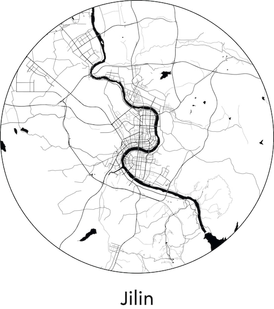 Stadtplan asien china jilin vektorillustration