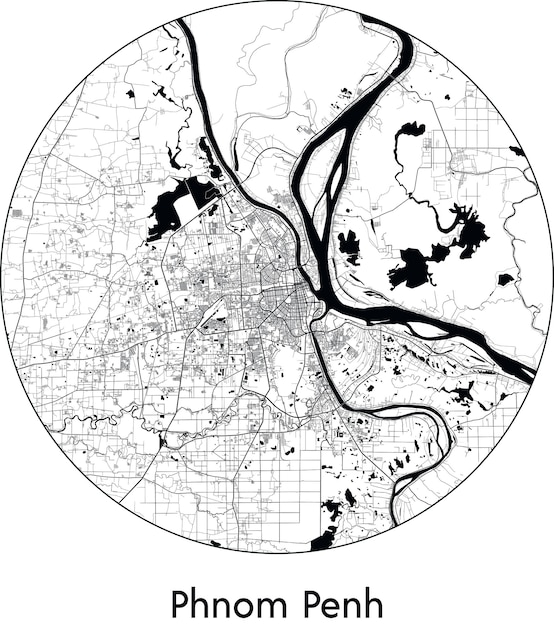 Stadtplan asien kambodscha phnom penh vektorillustration