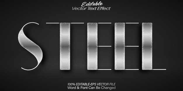 Stahl-Text-Effekt Bearbeitbares Alphabet Eisen-Metall-Silber-Stainels
