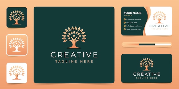 Stammbaum-Logo Vektorgrafiken mit Visitenkartenvorlage