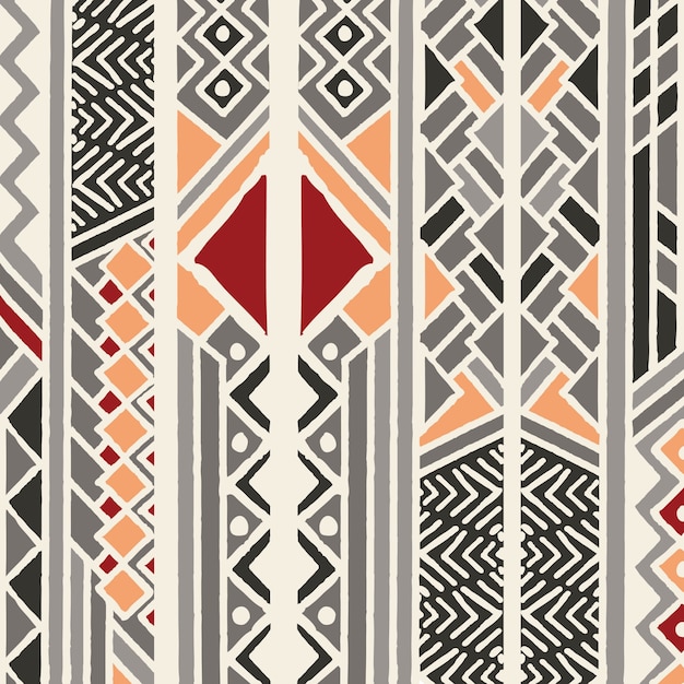 Stammes- ethnisches buntes böhmisches muster mit geometrischen elementen, afrikanischer schlammstoff, stammes- design