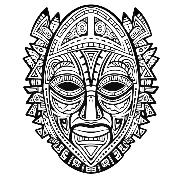 Vektor stammes-hawaii-totem, afrikanische traditionelle holzmaske, hawaii-maske, exotische afrikanische gesichts-holzskulptur