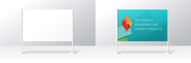 Vektor standboard-mockup oder 3d-banner-beschilderung, weiße tafel und leeres billboard-poster isoliert