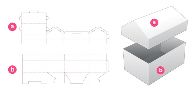 Vektor stanzschablone für hausbox und deckel
