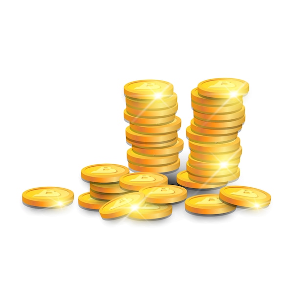 Stapel goldene bitcoins