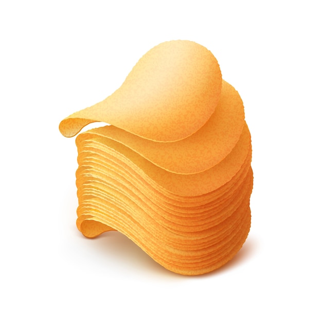 Stapel Kartoffelchips isoliert auf Weiß
