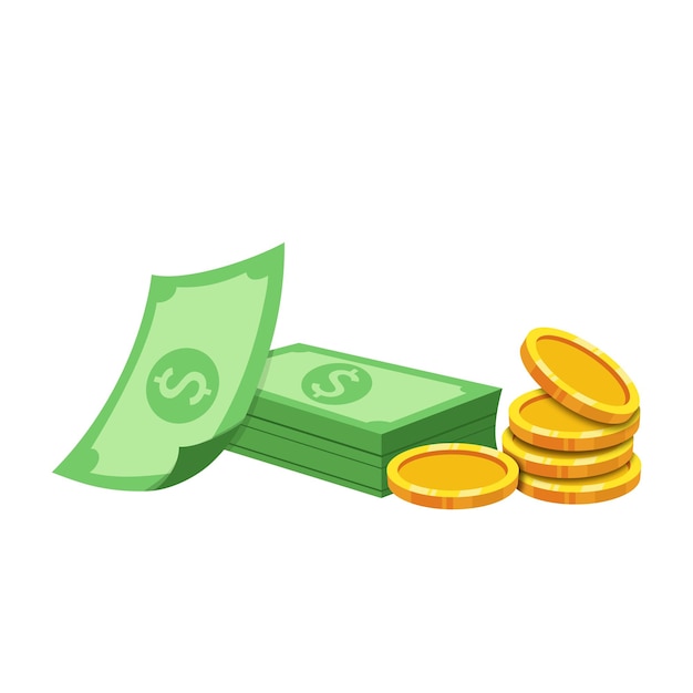 Stapel von Bargeld Geld und Münzen Zeichen Geld Bargeld Illustration Bargeldzahlung und und finanzielle