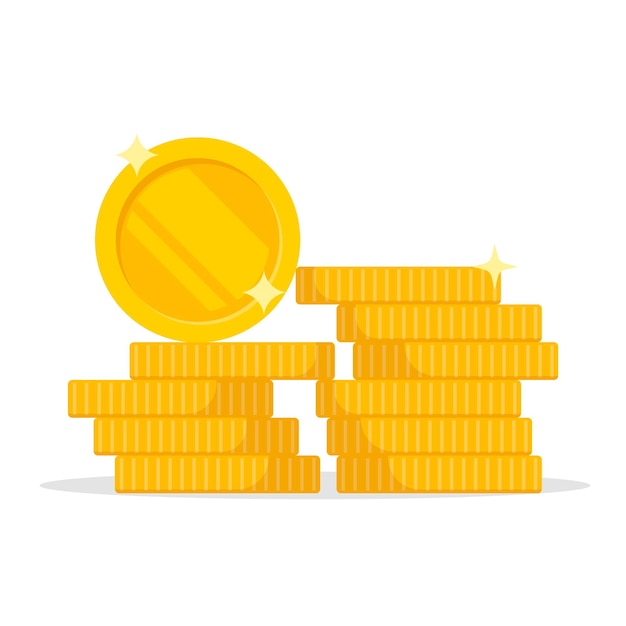Stapel von Münzen Haufen von Goldmünzen Golden Penny Cash Haufen Schatzhaufen Vektor-Illustration