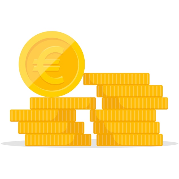 Stapel von Münzen Haufen von Goldmünzen Golden Penny Cash Haufen Schatzhaufen Vektor-Illustration