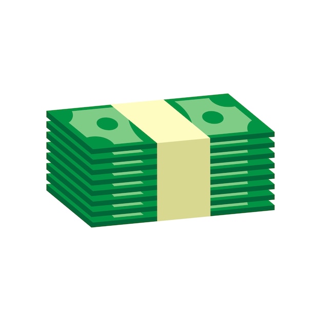 Stapelt Dollar-Bargeld. Vektorillustration im flachen Design auf weißem Hintergrund