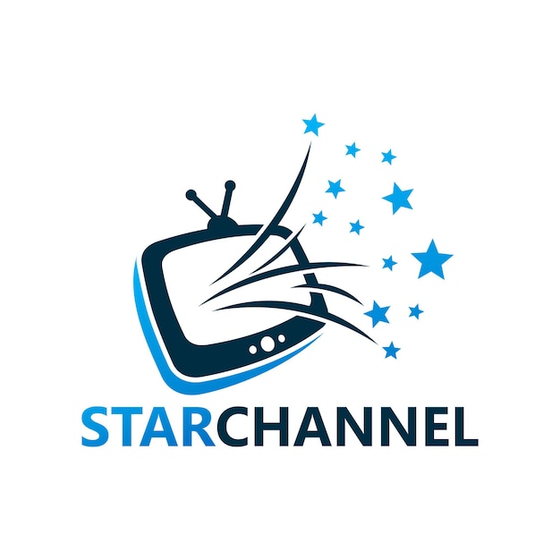 Star channel logo template design vektor, emblem, designkonzept, kreatives symbol, icon