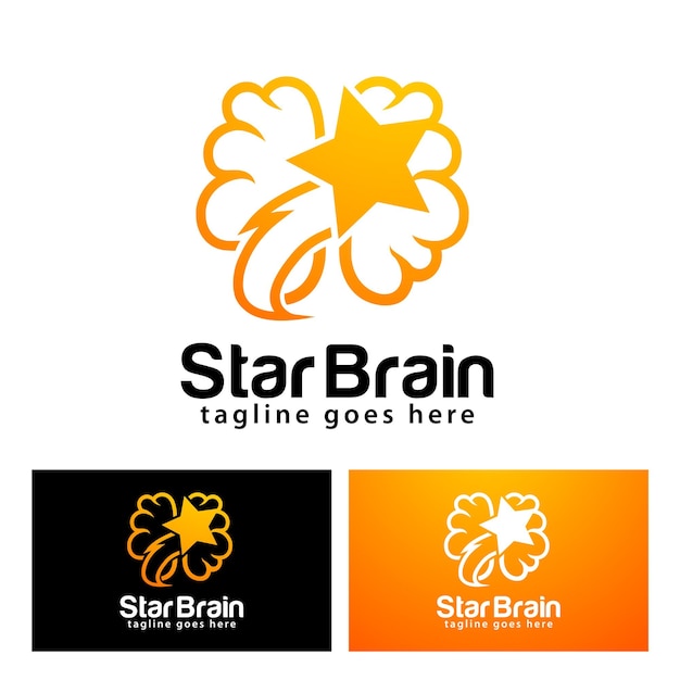 Star-Gehirn-Logo-Design-Vorlage