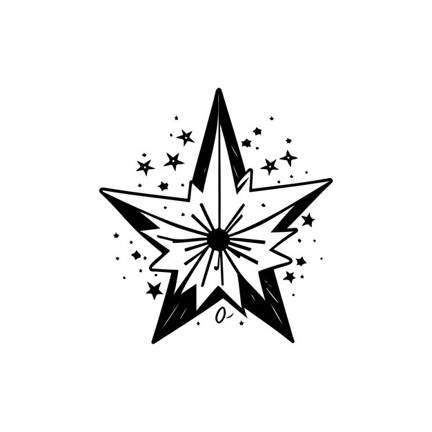 Vektor star icon handzeichnung schwarze farbe weihnachtstag logo vektorelement und symbol