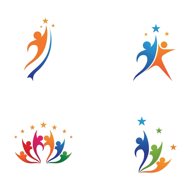 Star-logo-menschen-erfolg vorlage-vektor-illustration