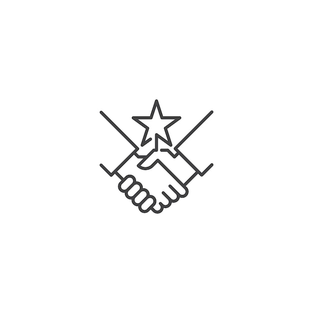 Vektor star-partnerschaft handschlag-stern vektor-umriss-icon-illustration