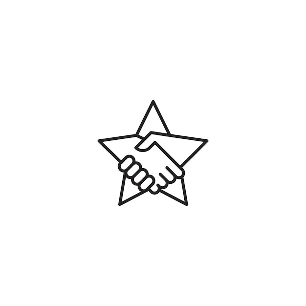 Vektor star-partnerschaft handschlag-stern vektor-umriss-icon-illustration