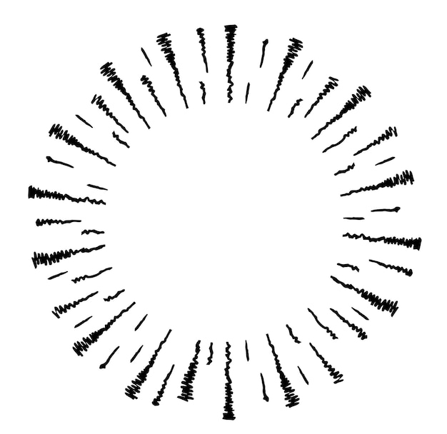 Starburst-doodle-design-element. sunburst rahmen skizzieren abbildung.