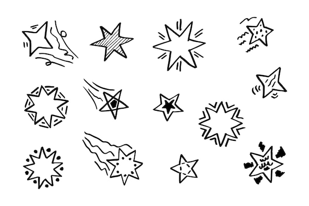 Vektor starburst-doodle-set handgezeichneter stern