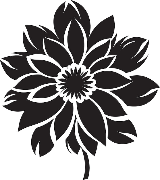 Stark botanisches design monochromes emblem blumenfolie ikon schwarz vektorsymbol