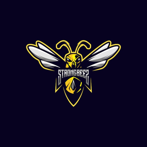 Starke bienen-esport-logo-vorlage