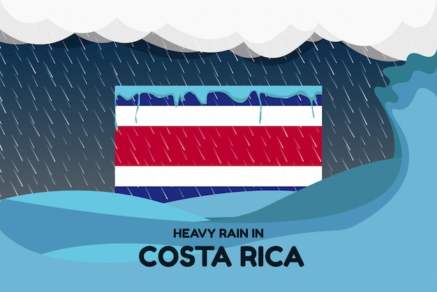 Starker regen in costa rica banner regentag und winterkonzept kaltes wetter flut und niederschlag