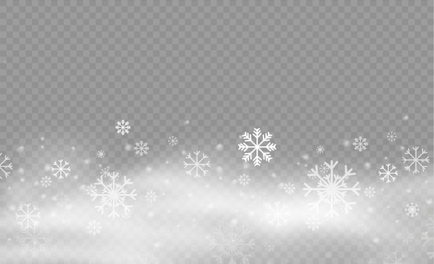 Starker schneefall mit nebligen winterschneeflocken, die weihnachten schöner schneenebelwindsturm fallen