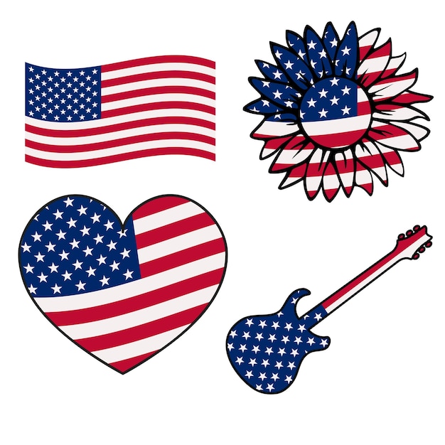 Stars and Stripes Unabhängigkeitstagsymbol mit US-Flagge Unabhängigkeitstagsymbol mit US-Flagge